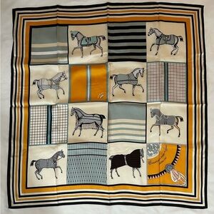 R-2225- Colorful Equestrian Print Scarf NWT